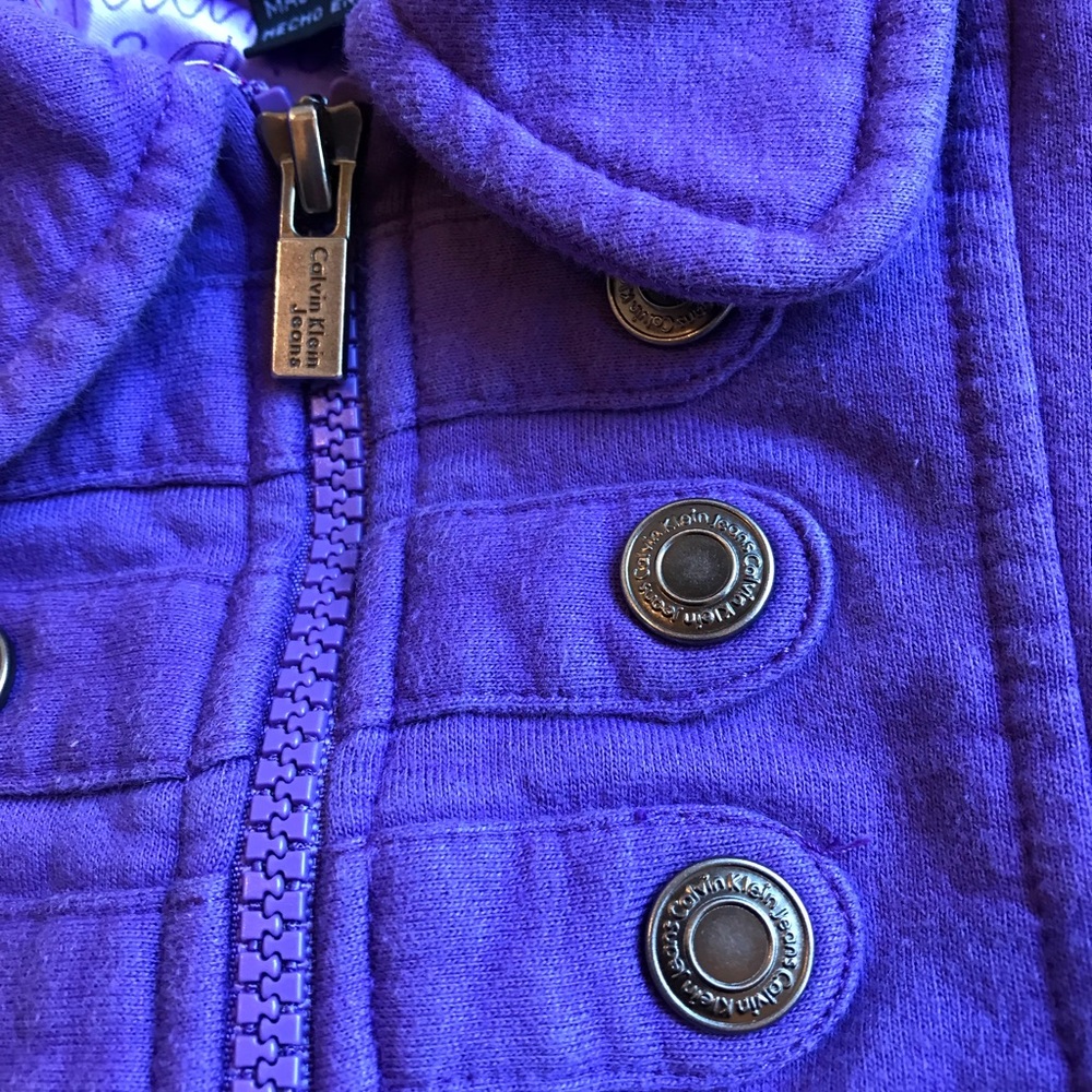 Calvin Klein Ruffle Military Jacket in Purple 2T - Picture 2 of 8